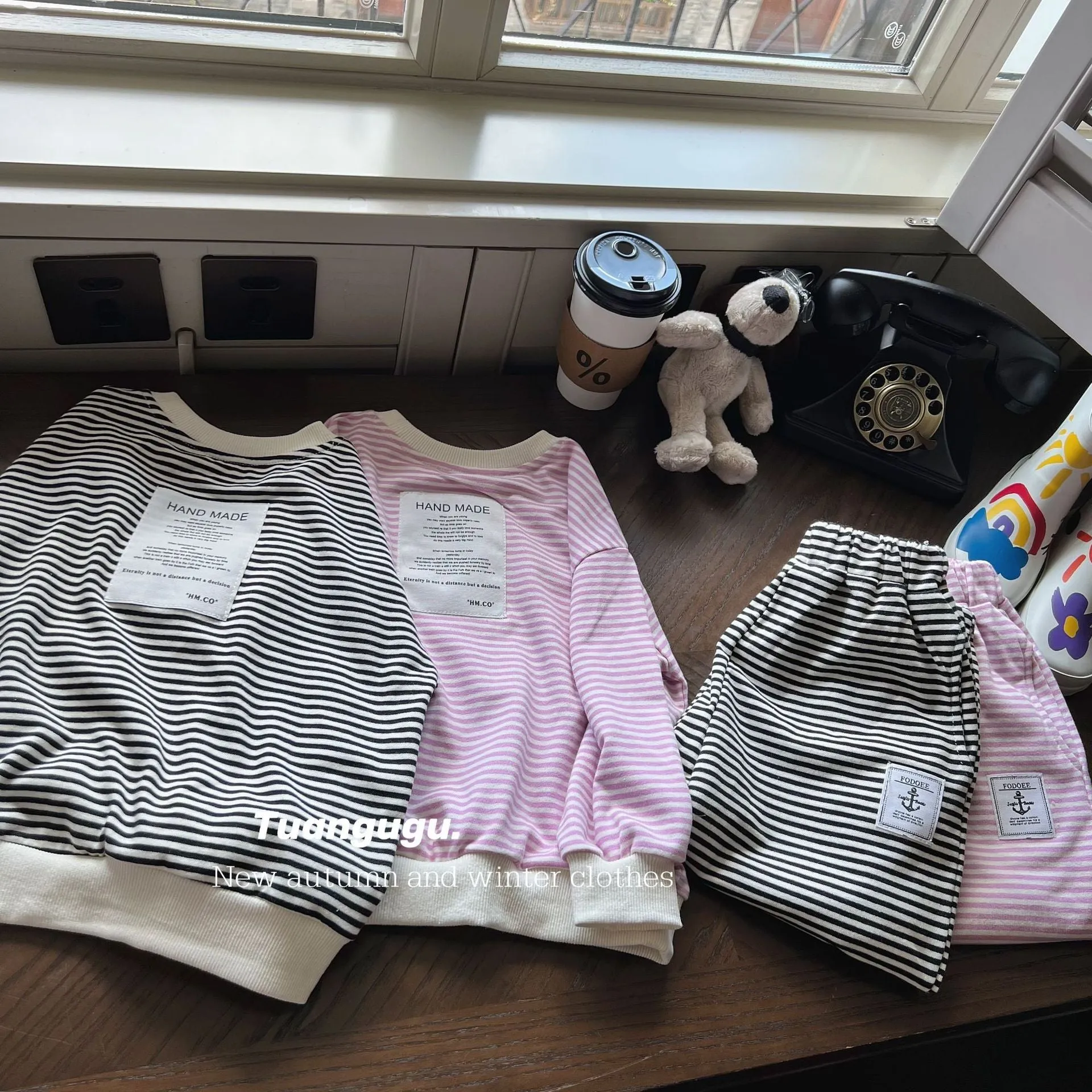 2 Pieces Set Baby Kid Unisex Striped Tops And Pants