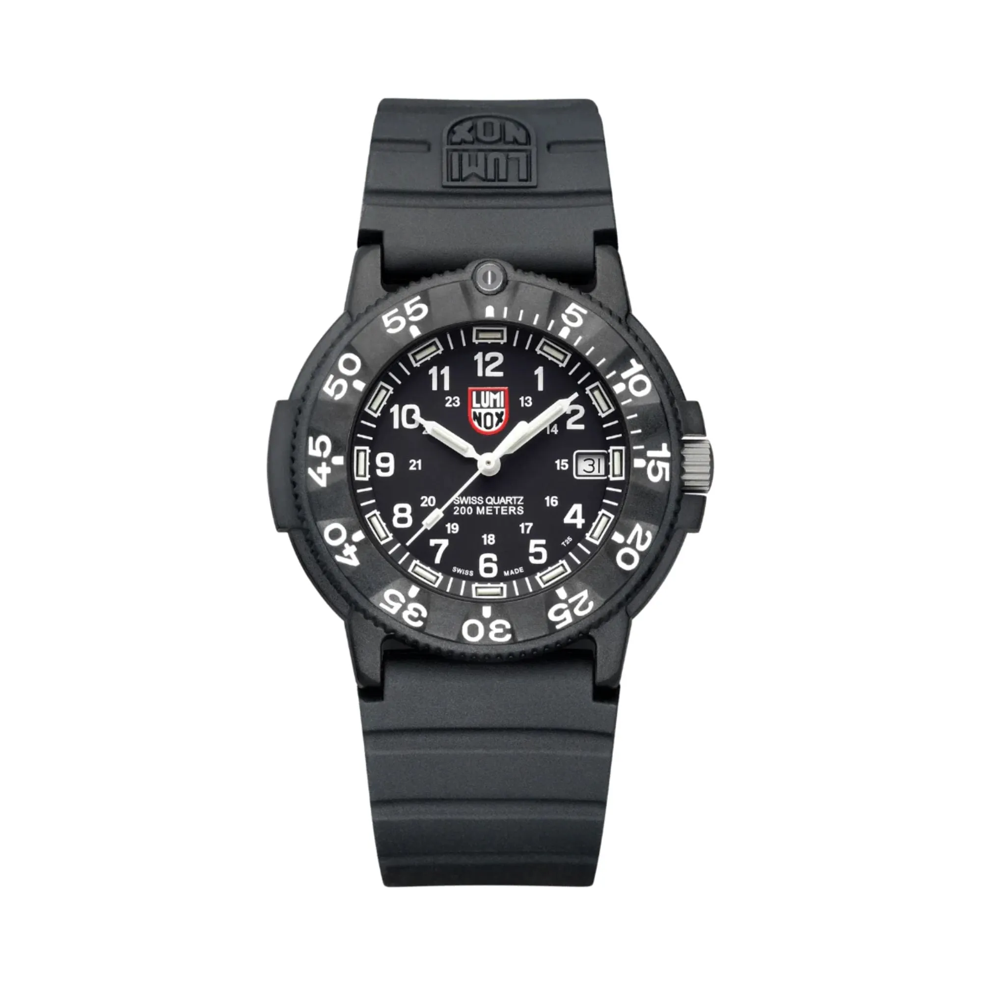 43MM LUMINOX ORIGINAL NAVY SEAL QUARTZ WATCH WITH BLACK AND WHITE DIAL