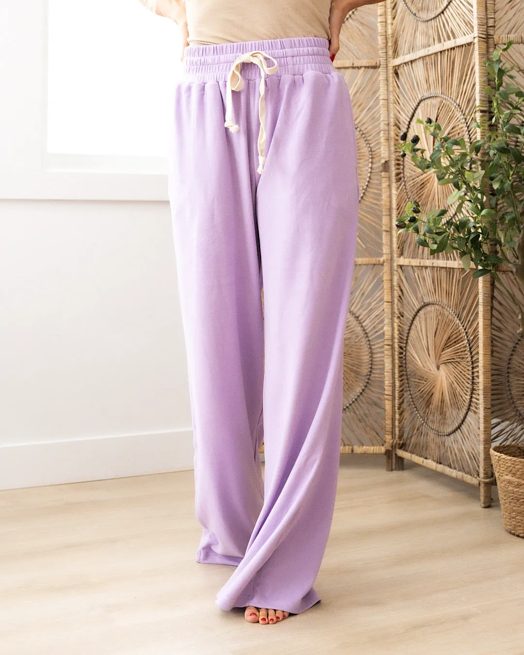 Ampersand Ave Performance Fleece Wide Leg Comfy Pants - Wisteria