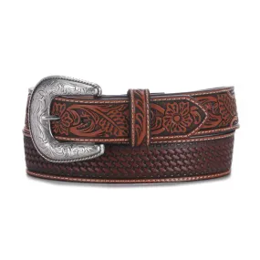 Ariat Mens Basketweave Stamped Belt 1-1/2 Tan