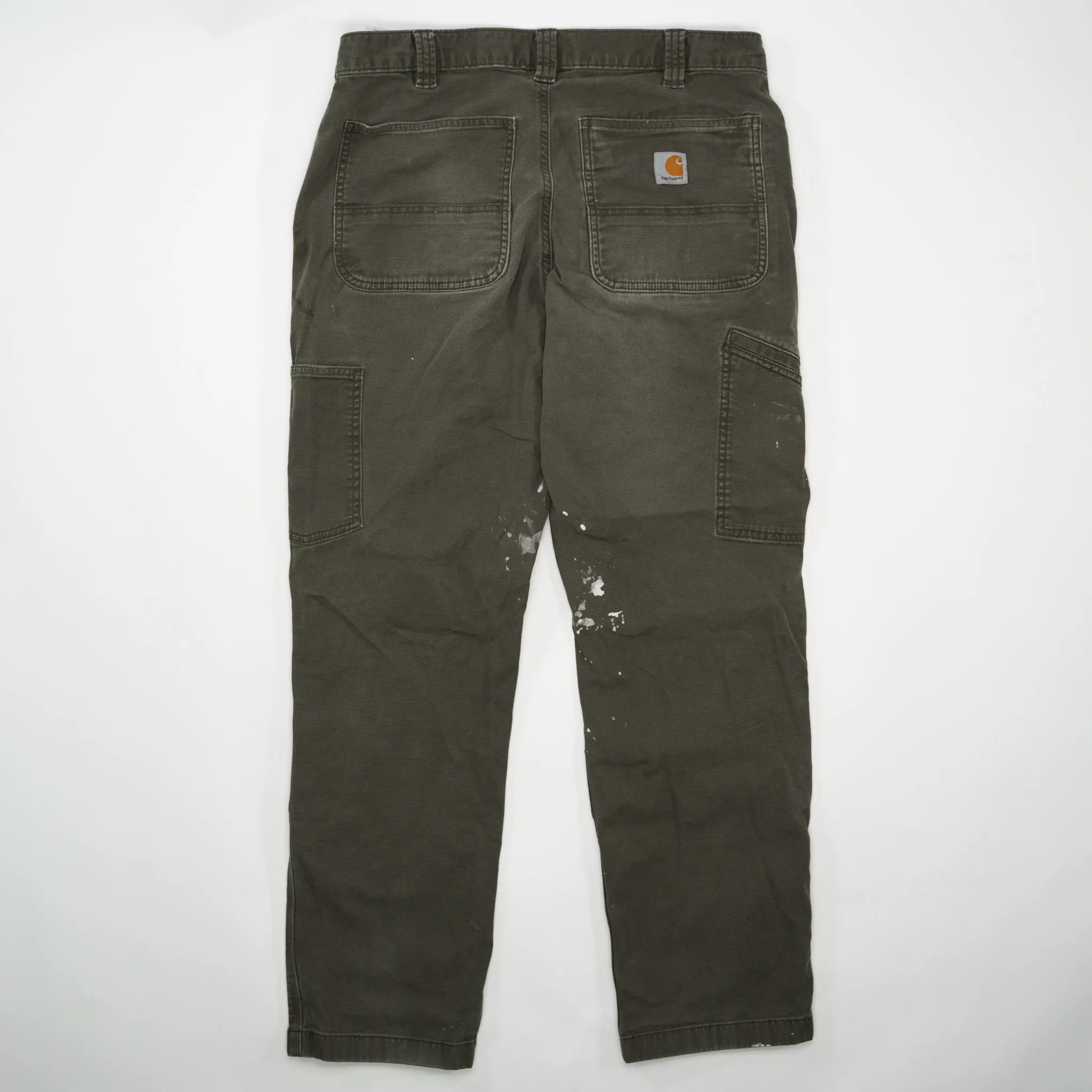 Army Green Carhartt Paint Splashed Double Knee Pants (34 x 32)