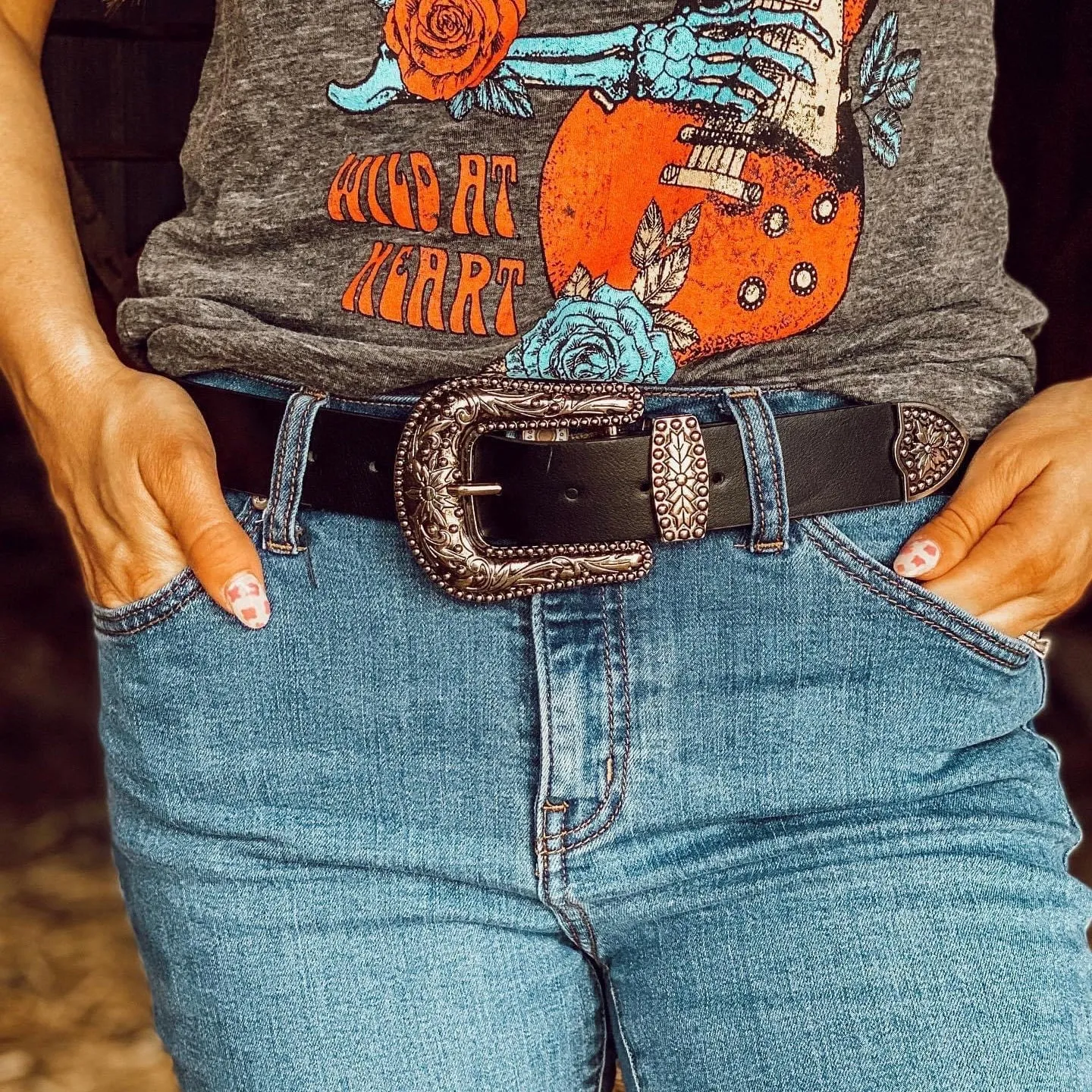 Black Western Buckle Belt