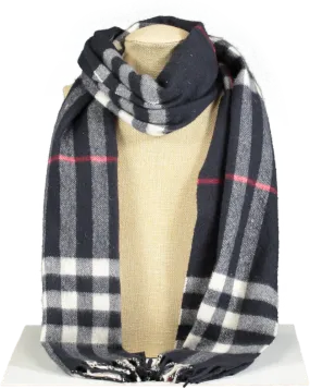 Blue Burberry Check Cashmere Scarf One Size