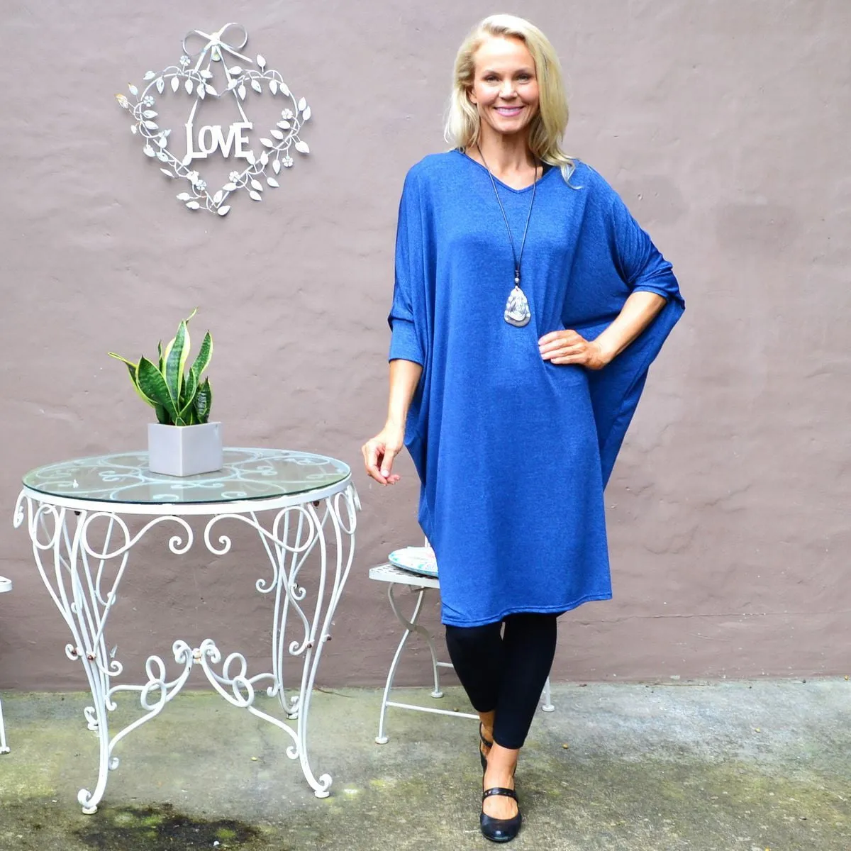 Blue Oversized Tunic Dress