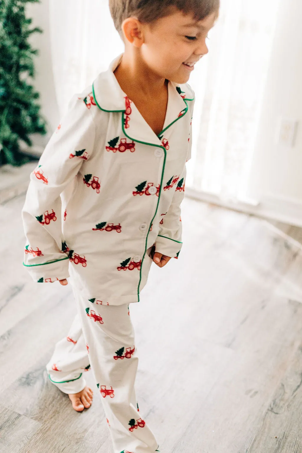 Button Down Pajamas - Christmas Tractor Holiday Lounge PREORDER