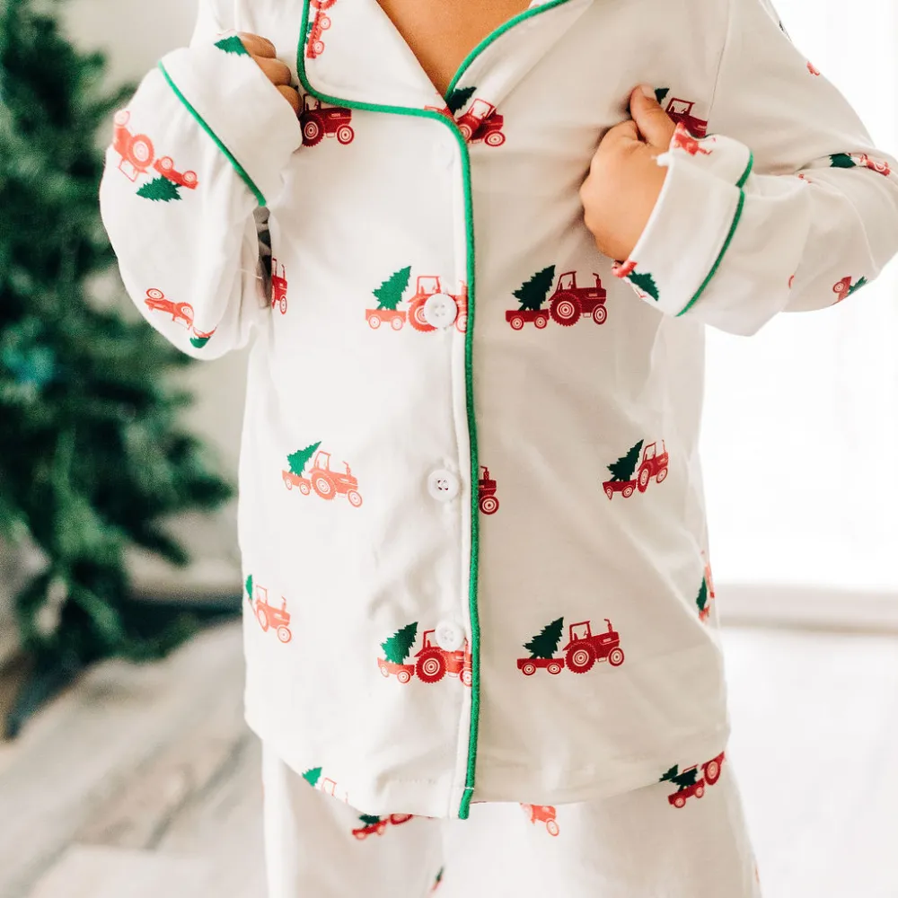 Button Down Pajamas - Christmas Tractor Holiday Lounge PREORDER