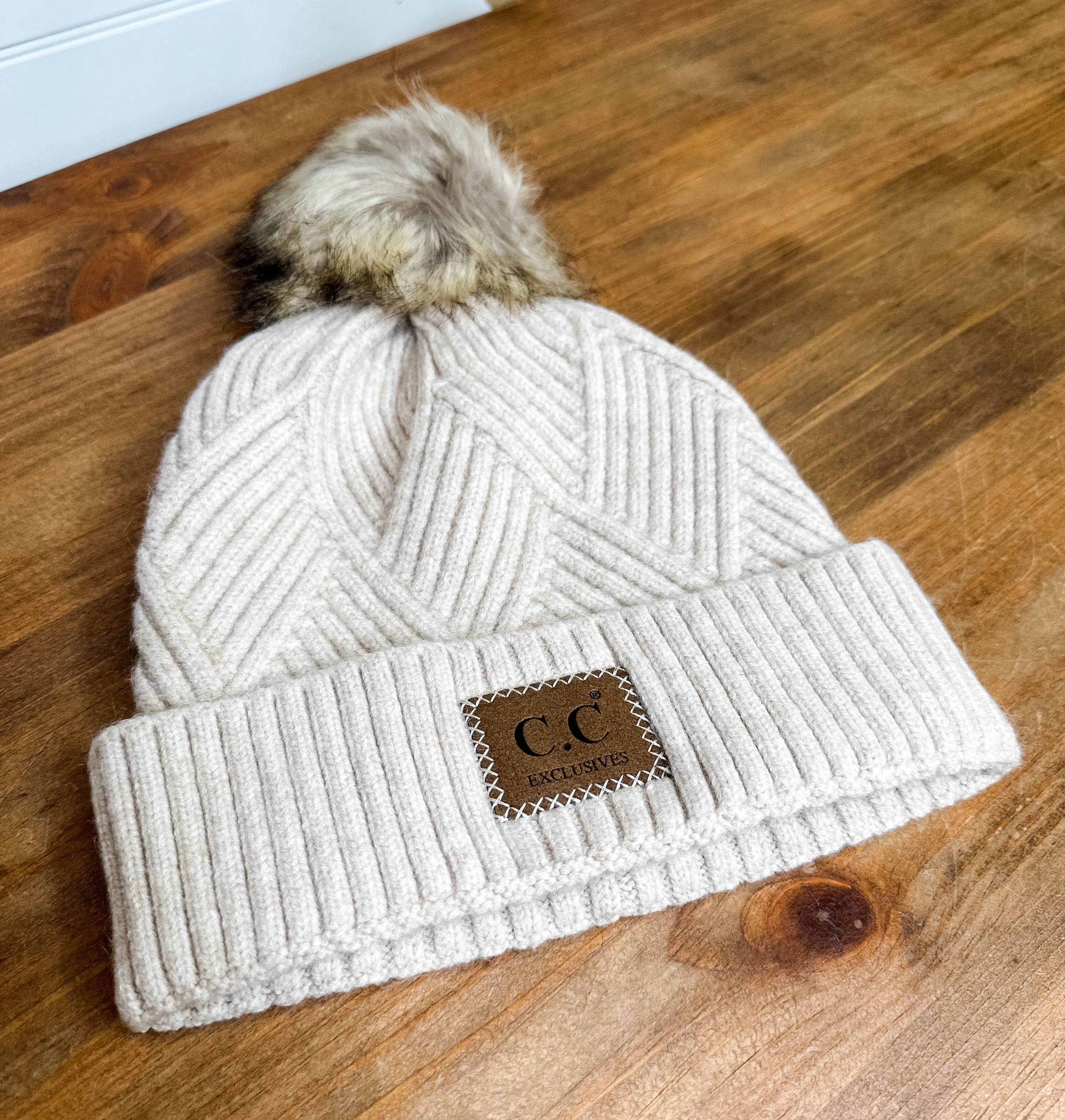 C.C Diagonal Stripe Beanie