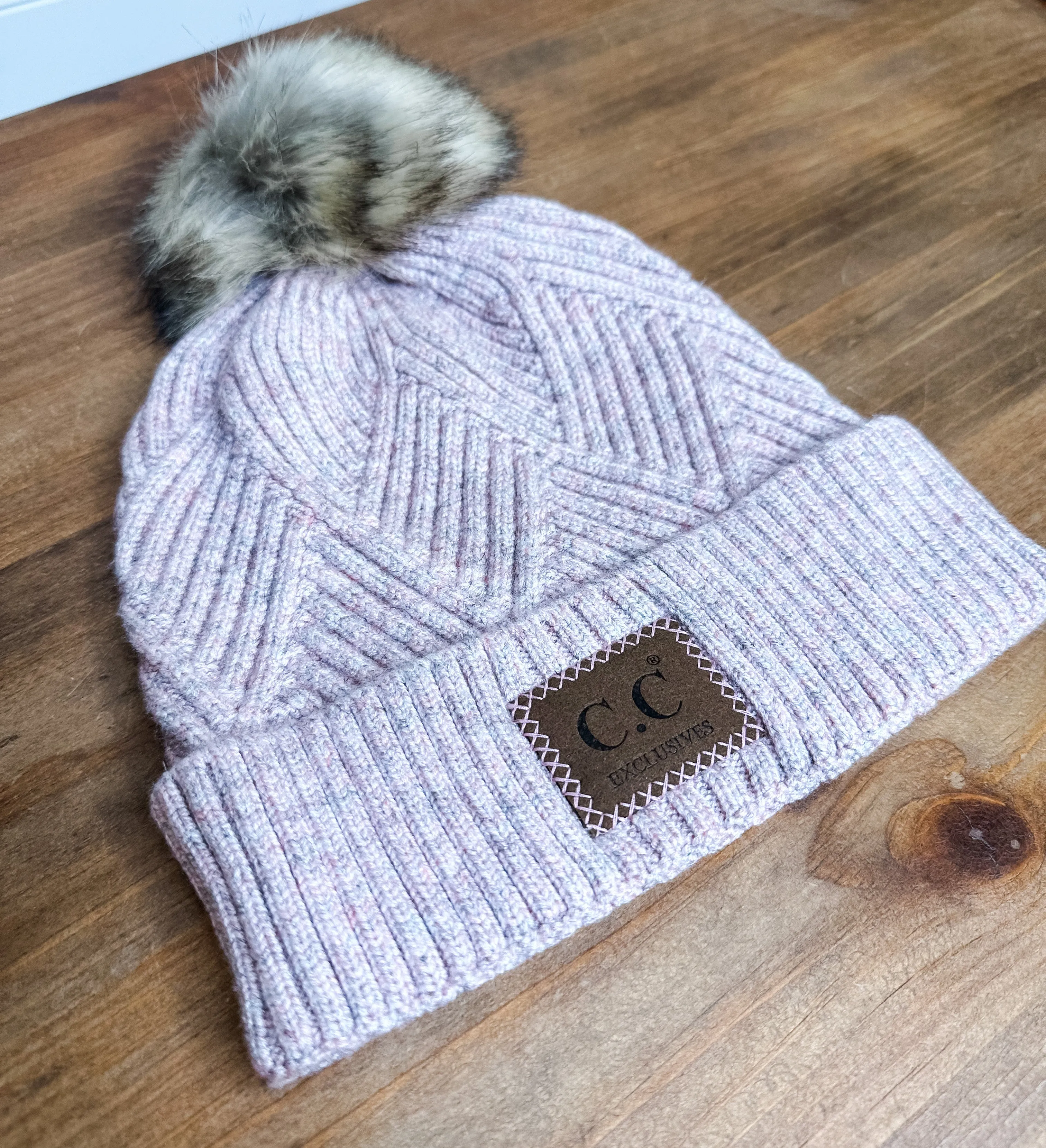 C.C Diagonal Stripe Beanie