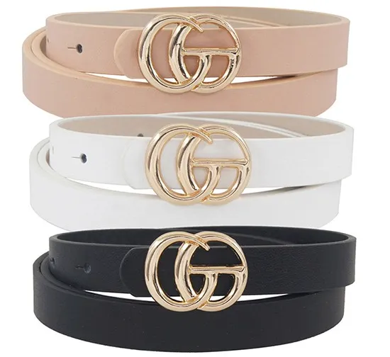 CG Gold Buckle Skinny Belt