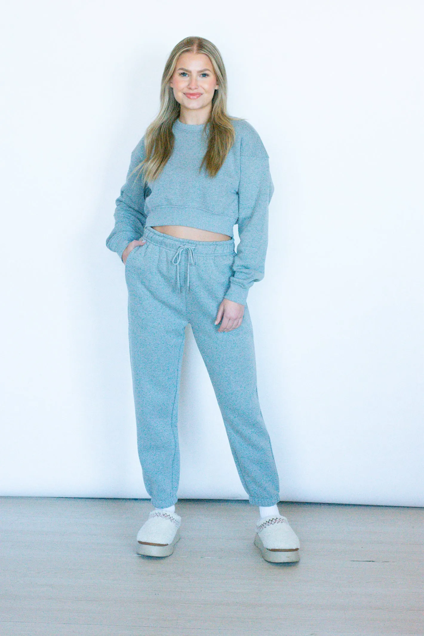 Cozy Plans Heather Grey Fleece Sweatpant