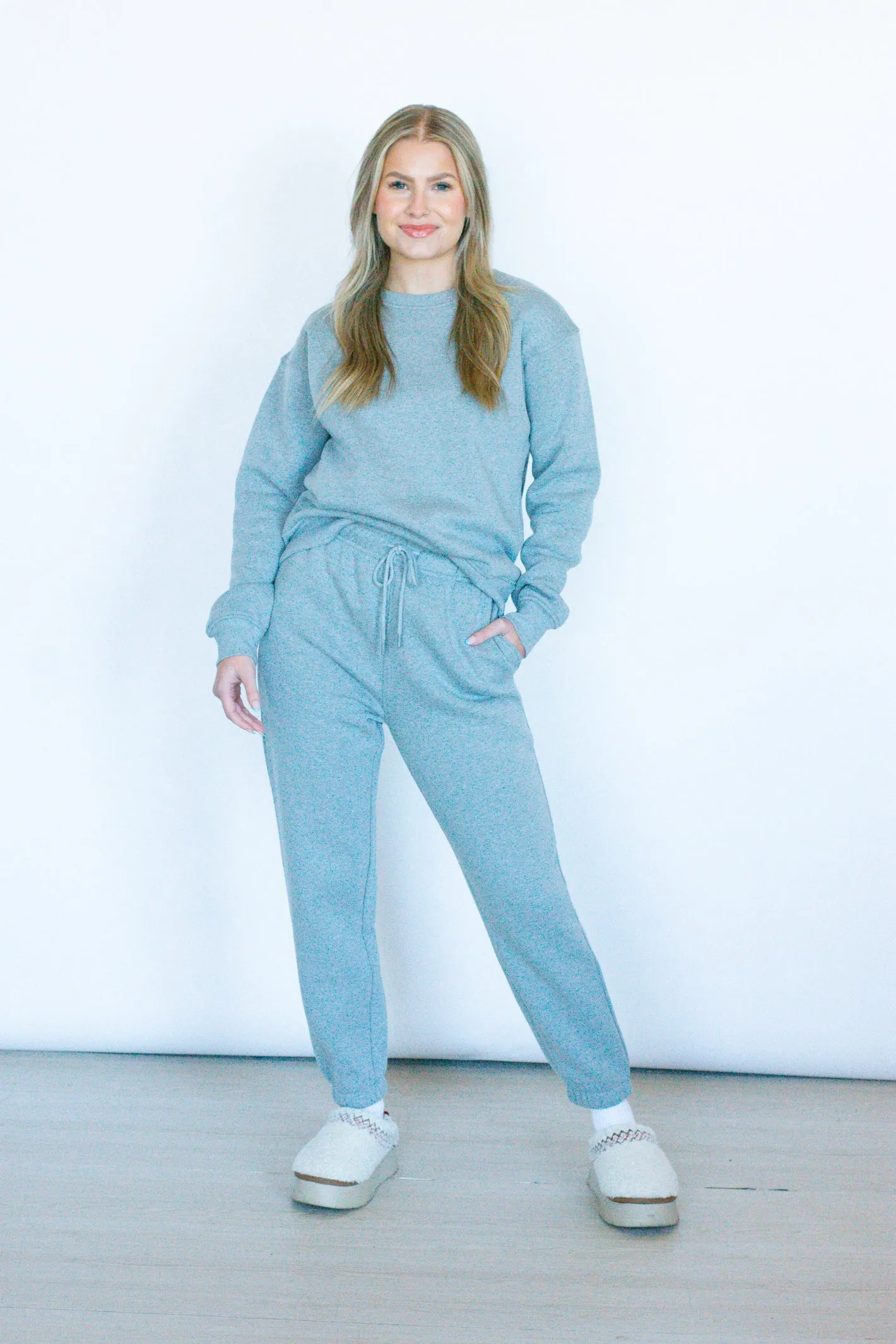 Cozy Plans Heather Grey Fleece Sweatpant