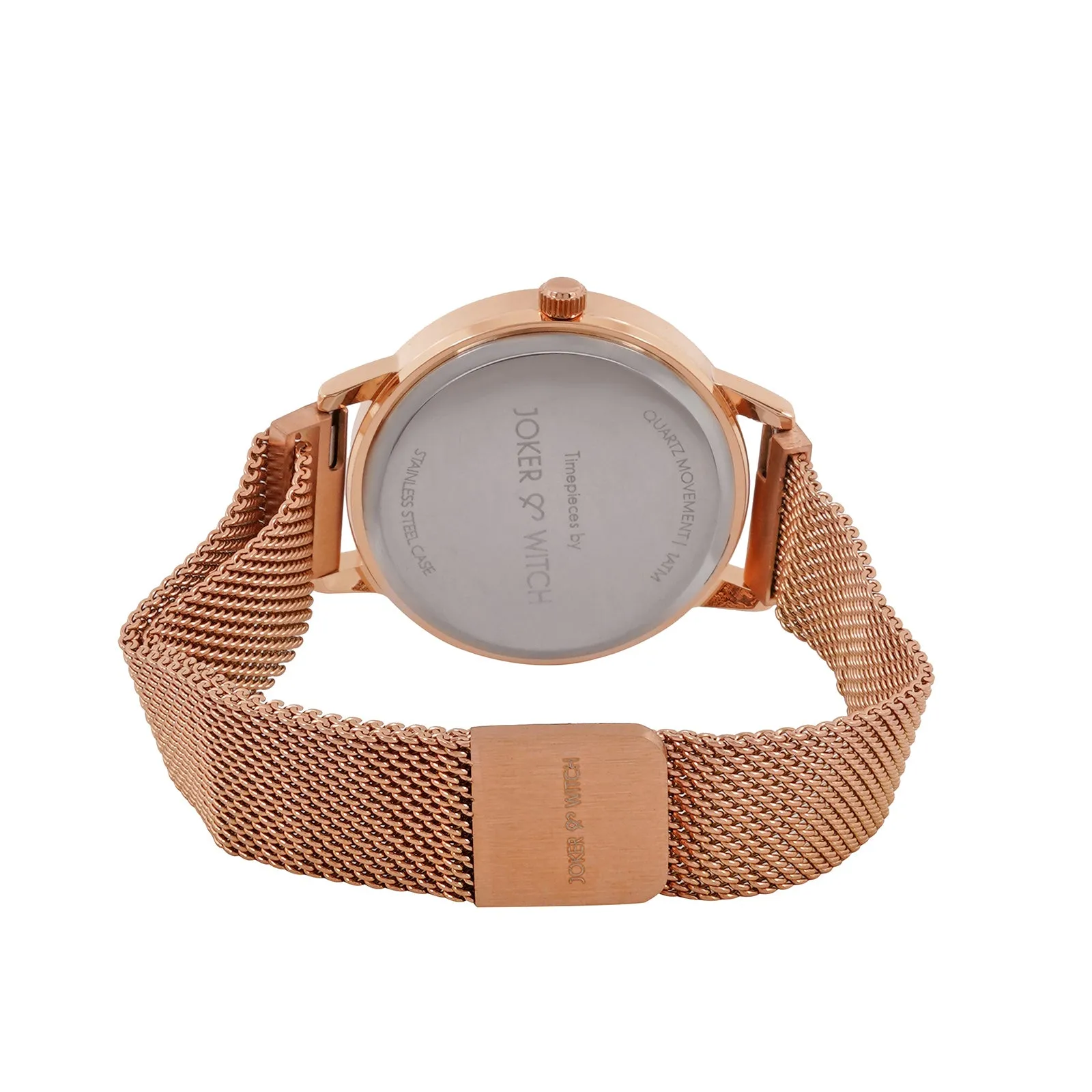 Eclipse White Dial Rosegold Magnetic Mesh Strap Watch