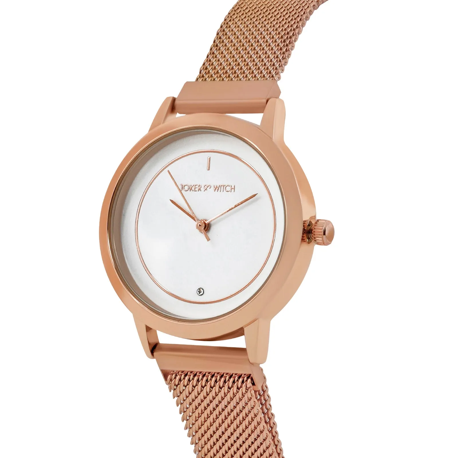 Eclipse White Dial Rosegold Magnetic Mesh Strap Watch