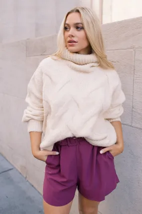 Elvie Cream Cable Knit Sweater - Final Sale