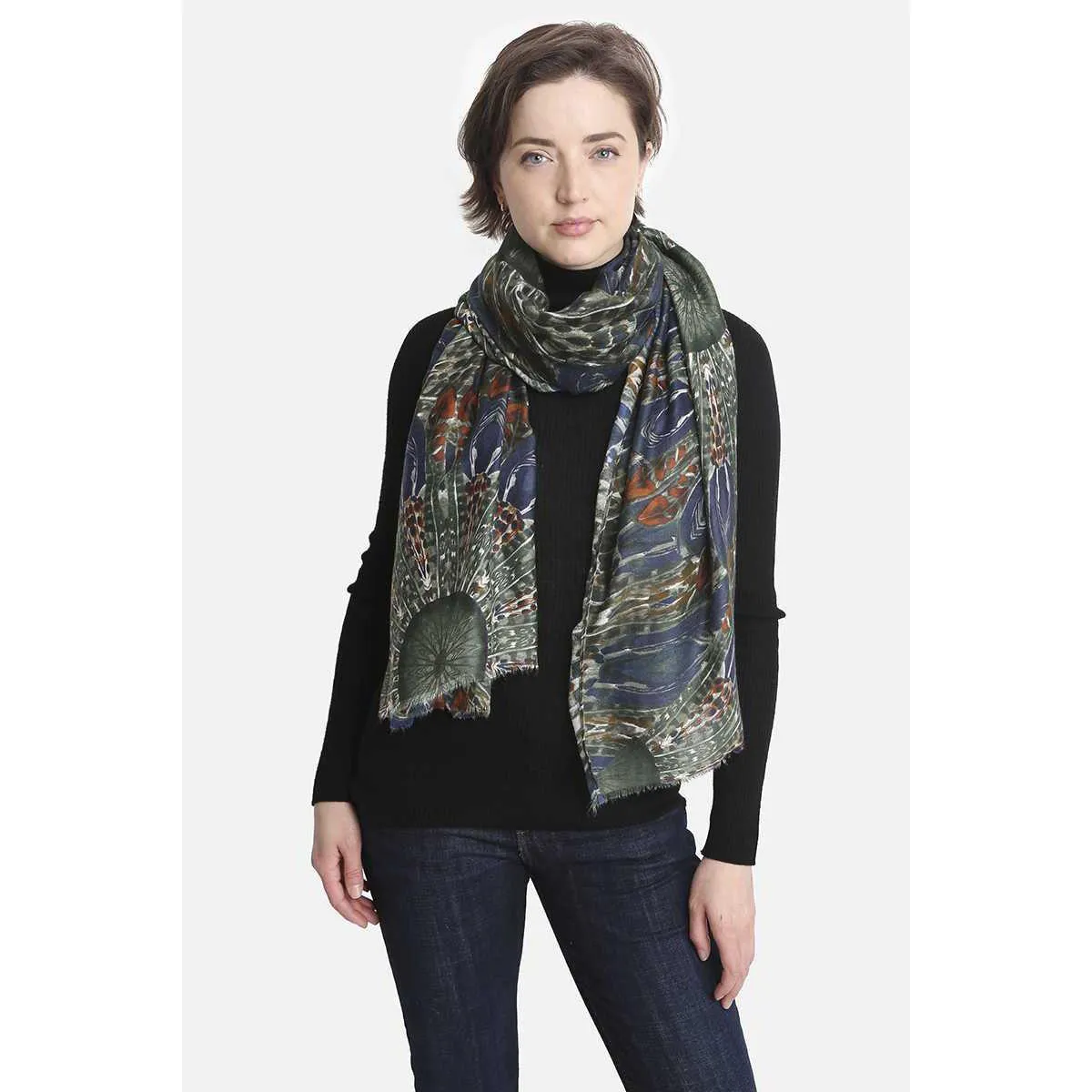 Fashion Feather Print Skinny Scarf