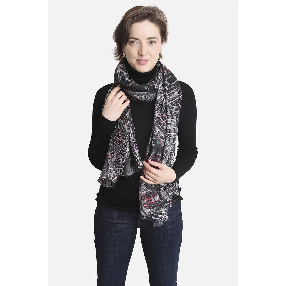 Fashion Feather Print Skinny Scarf