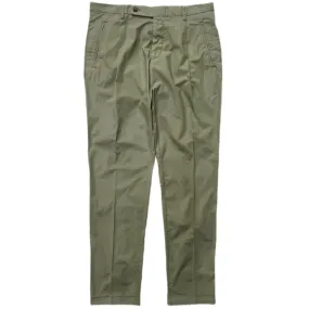 FRESH Cotton Lyocell One-Pleat Chino Pants In Military Green