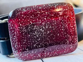 Fused Adjustable Glass Belt Buckle~ Cranberry