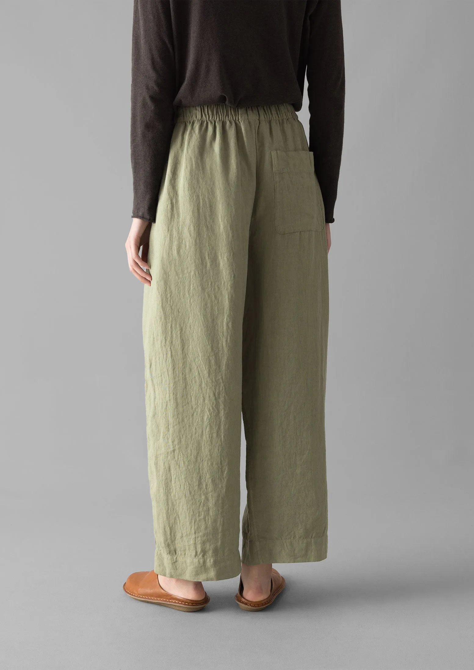 Garment Dyed Linen Barrel Leg Pants | Salvia