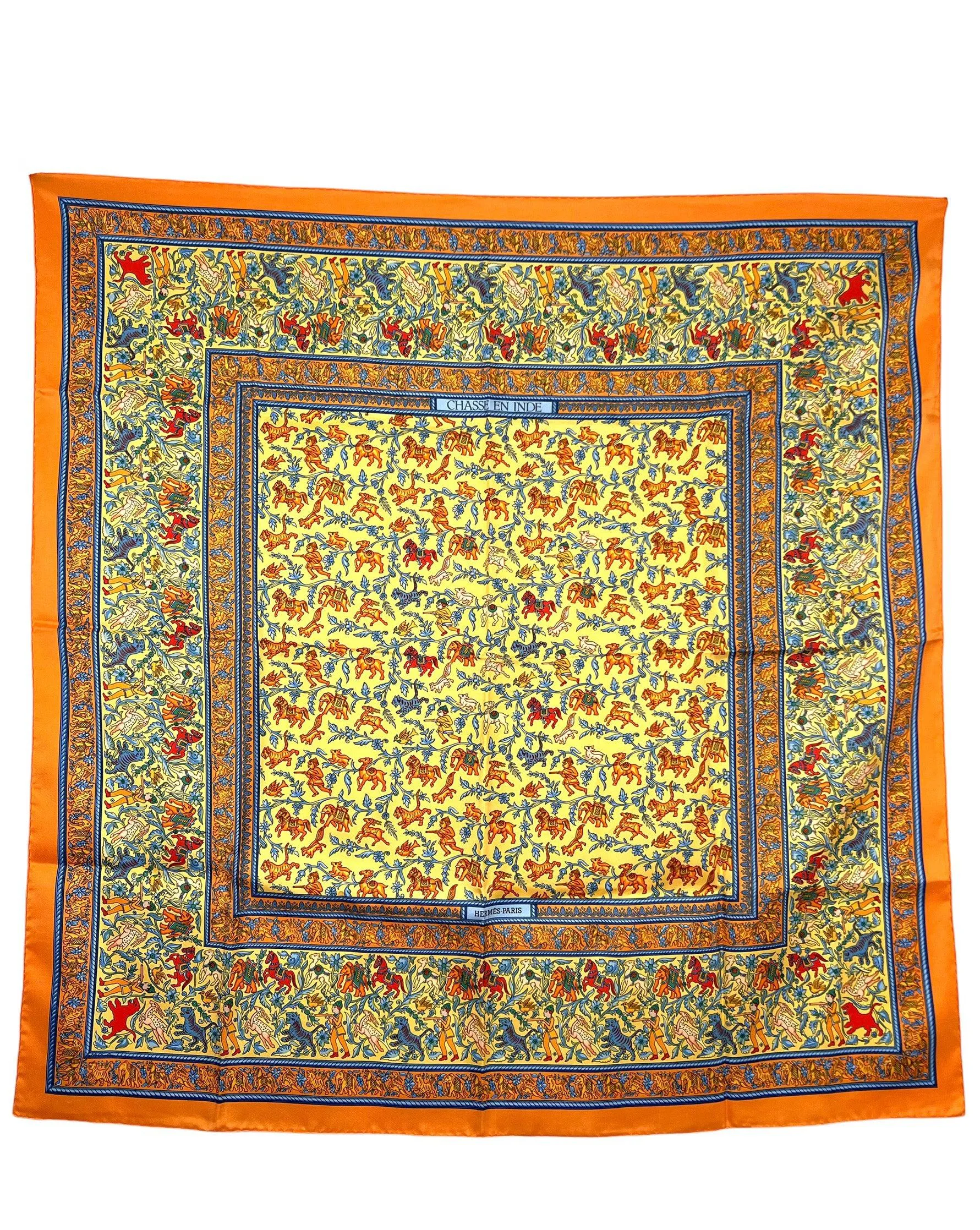 Hermes Silk Chasse En Inde Scarf 90 NEW