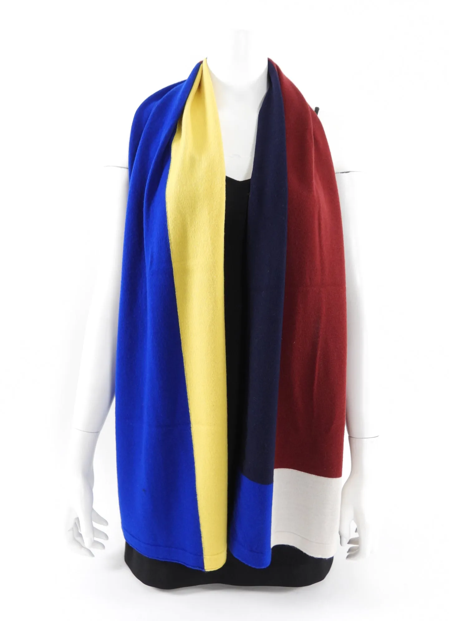 Kenzo Colour Block Long Scarf Burgundy, Ivory, Navy