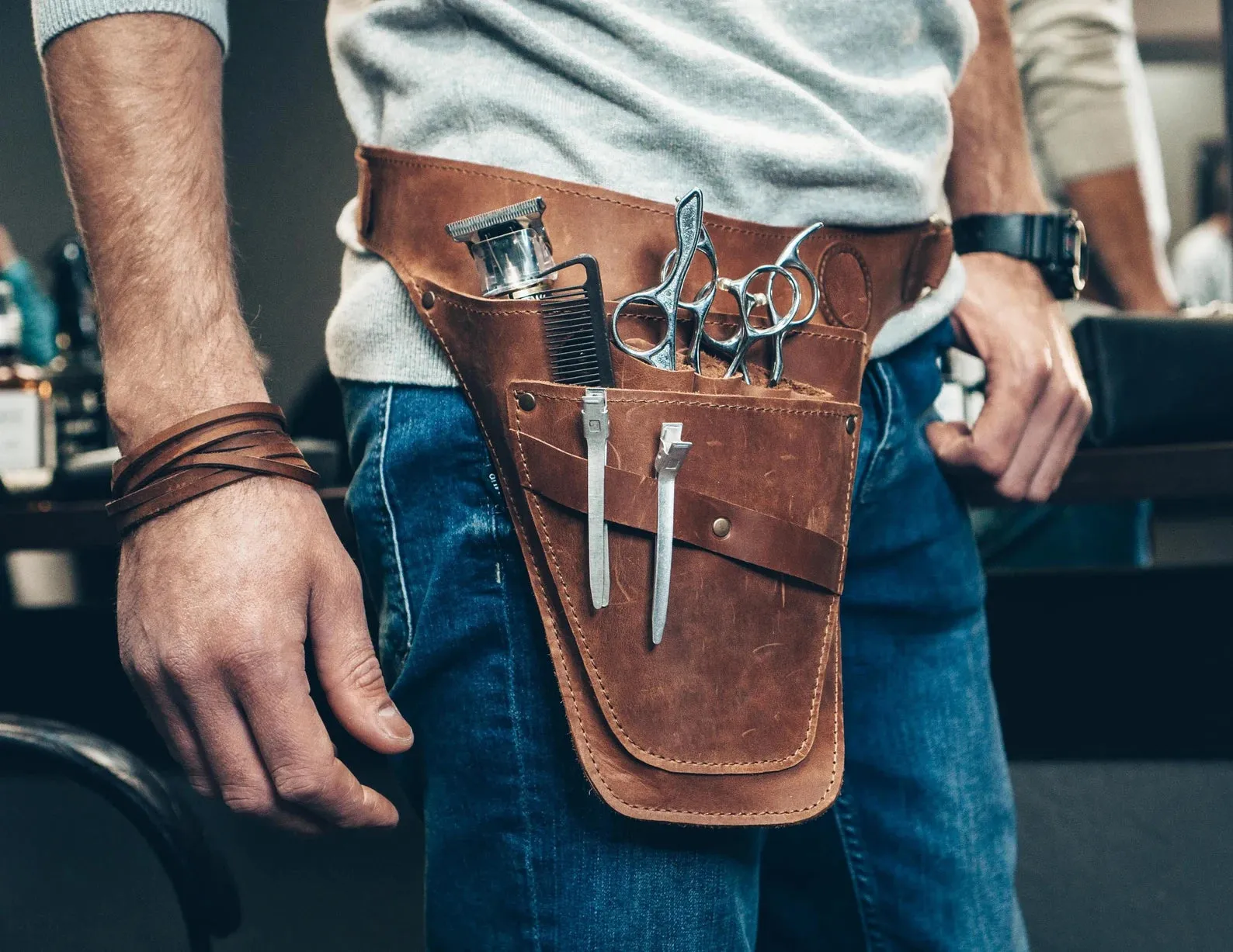 Leather Tool Belt Pouch | Multi-Function | Florist, Barber | HandCrafted