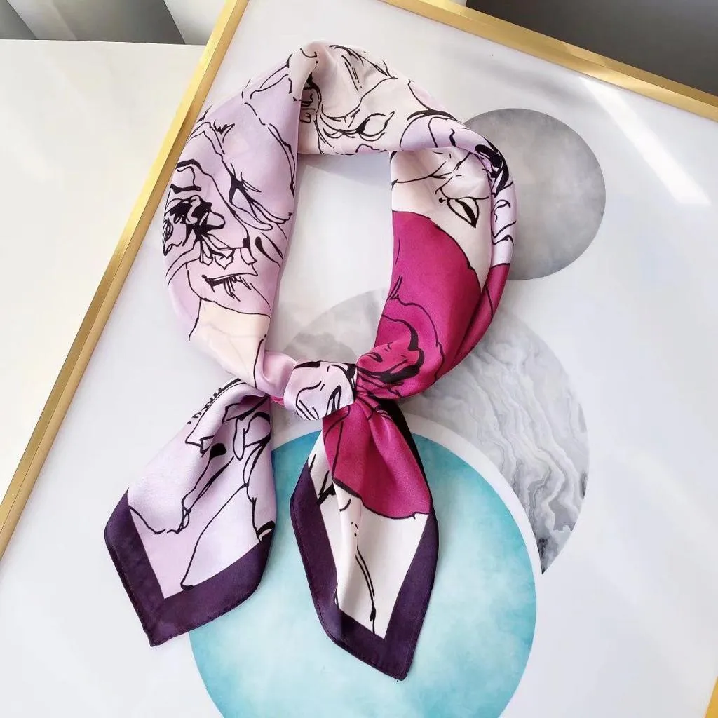 Luxury Print Silk Satin Head Scarf