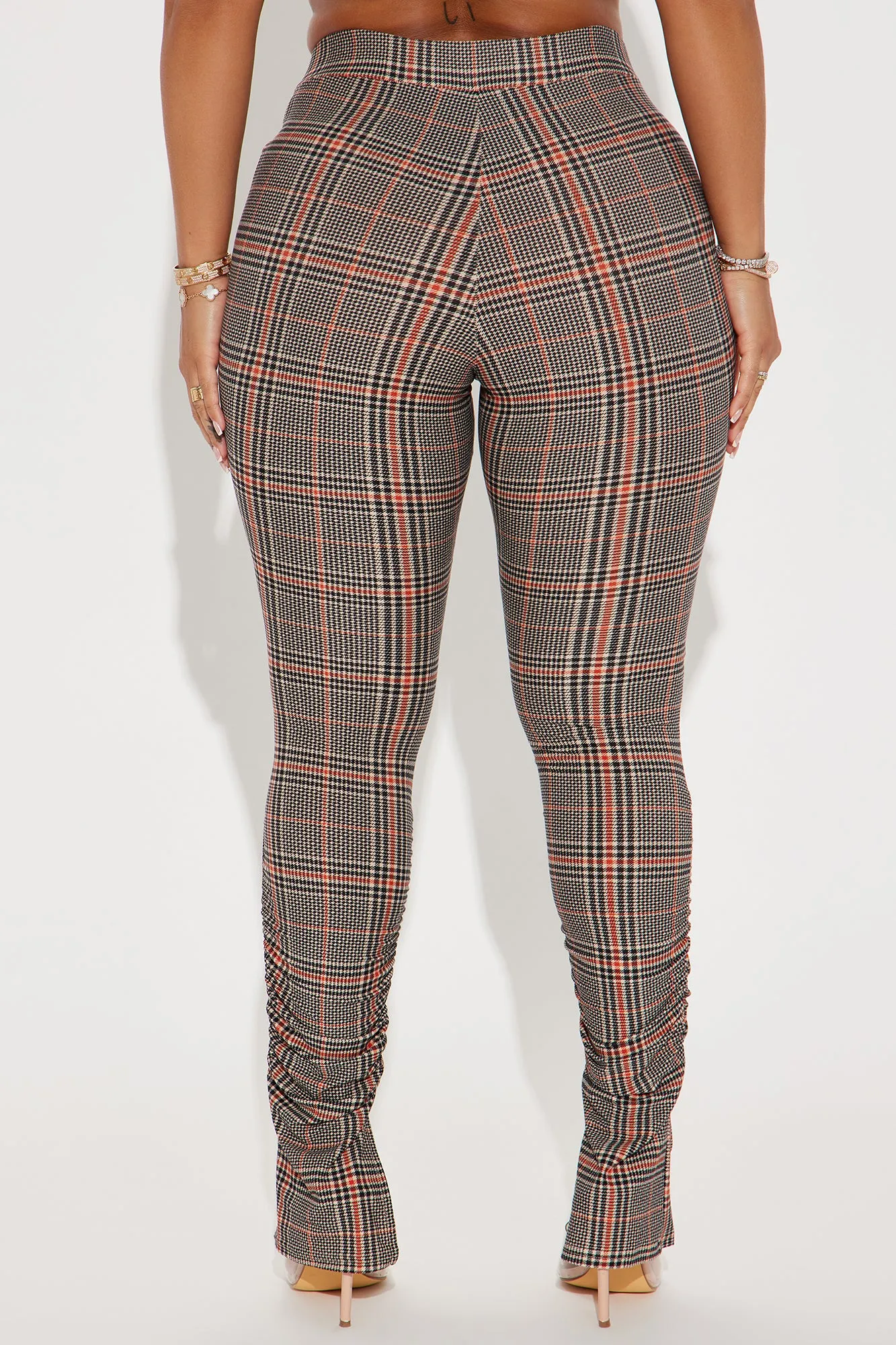 Metro Chic Plaid Stacked Pant - Grey/combo