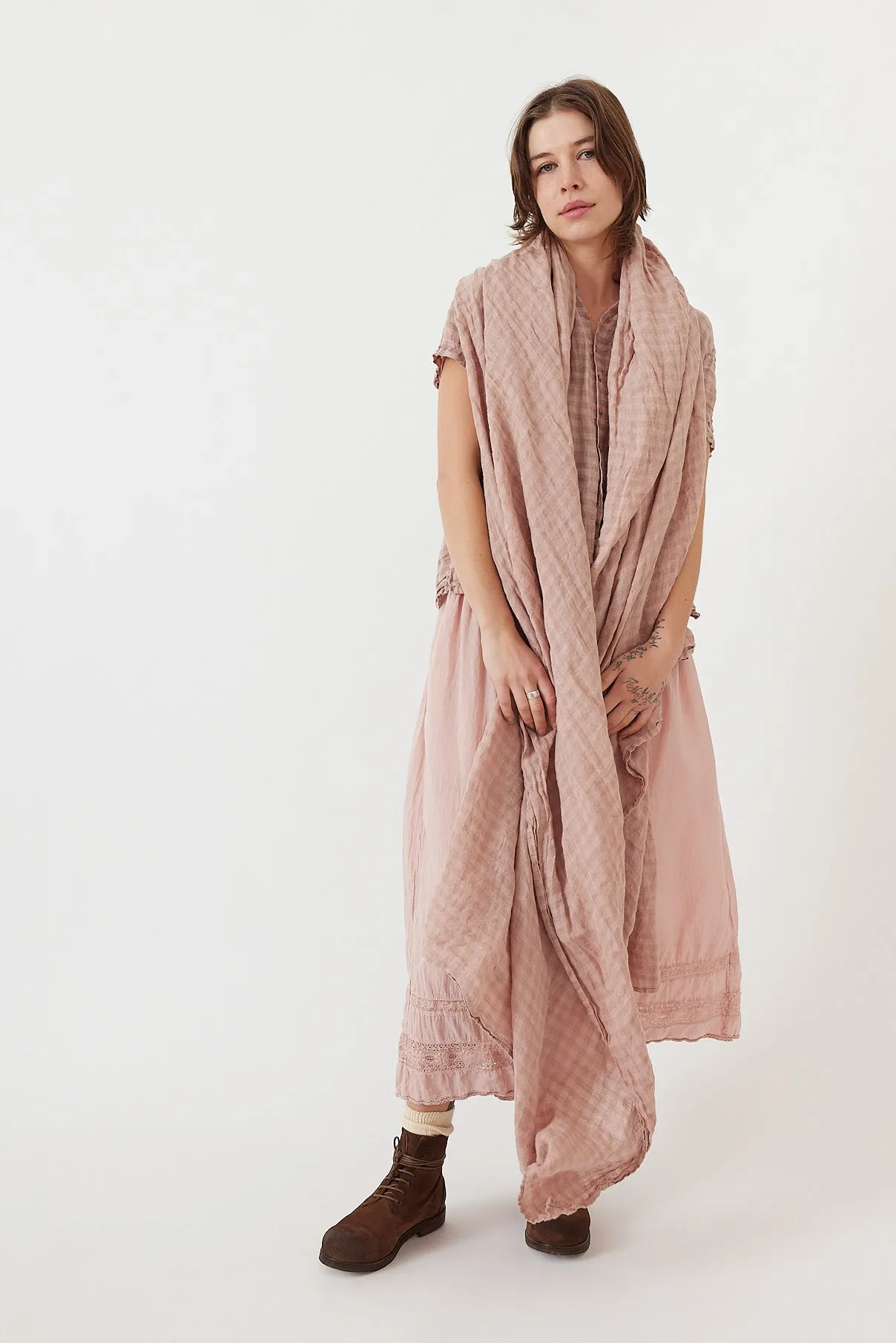 Metta - XL Scarf Rustic Scarf - Raw Linen Gauze