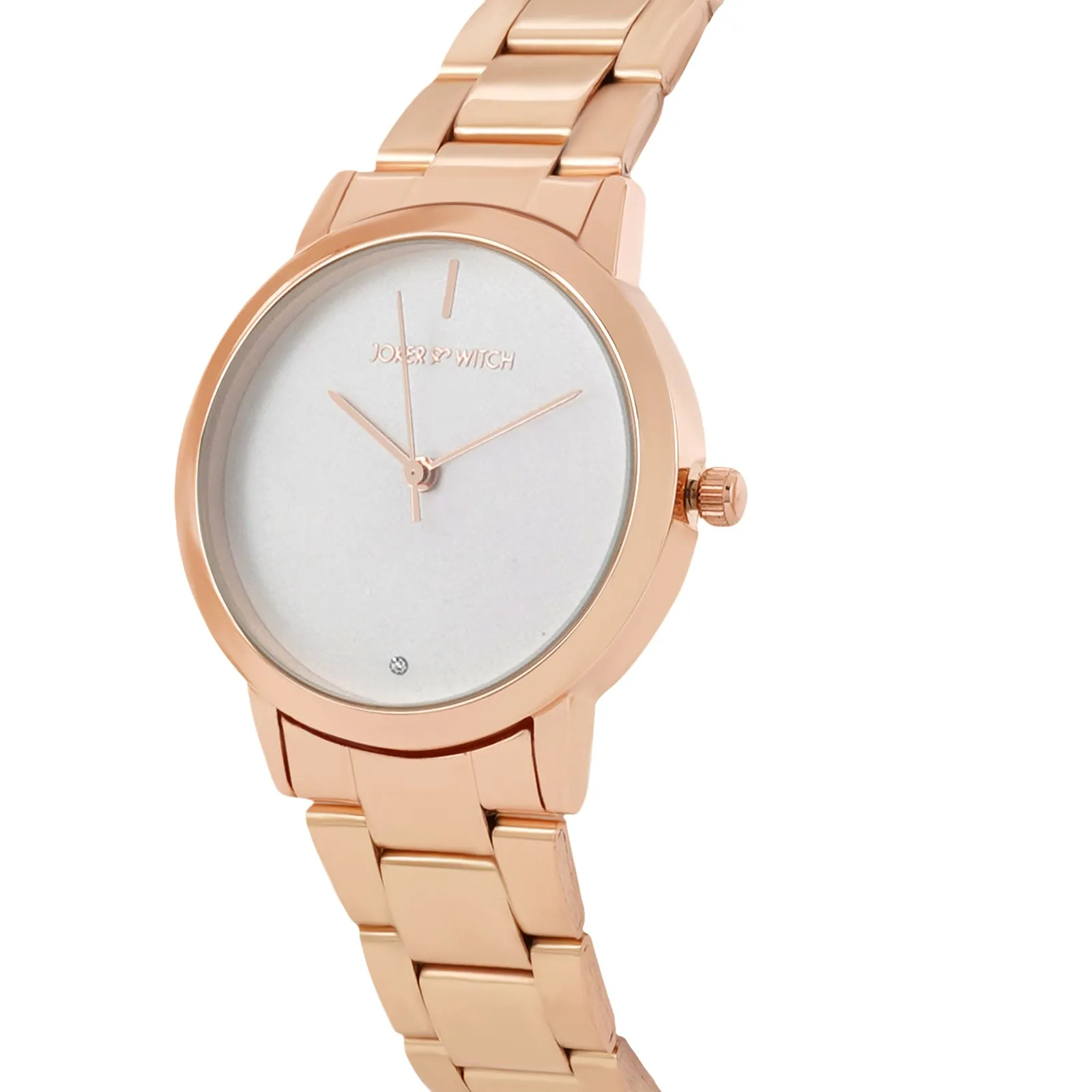 Midnight White Dial Rosegold Metallic Strap Watch