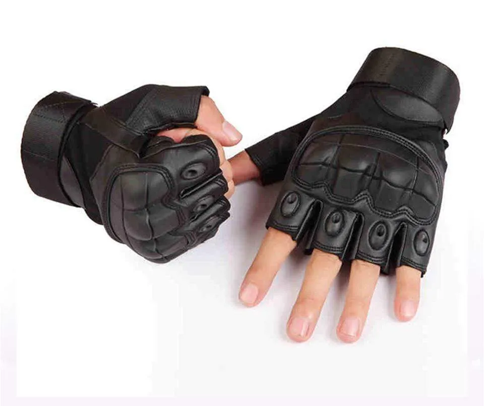 Military Tactical Gloves PU Leather Full Finger Glove Airsoft Paintball Bicycle Hunting Hiking Cycling Men Mittens Fingerless