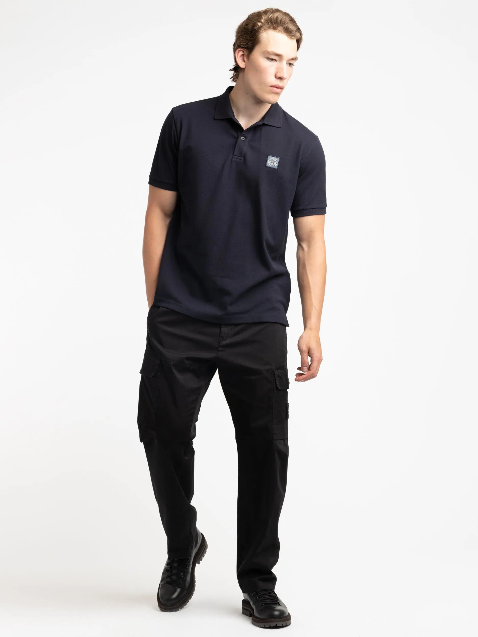 Navy Compass-Badge Polo Shirt