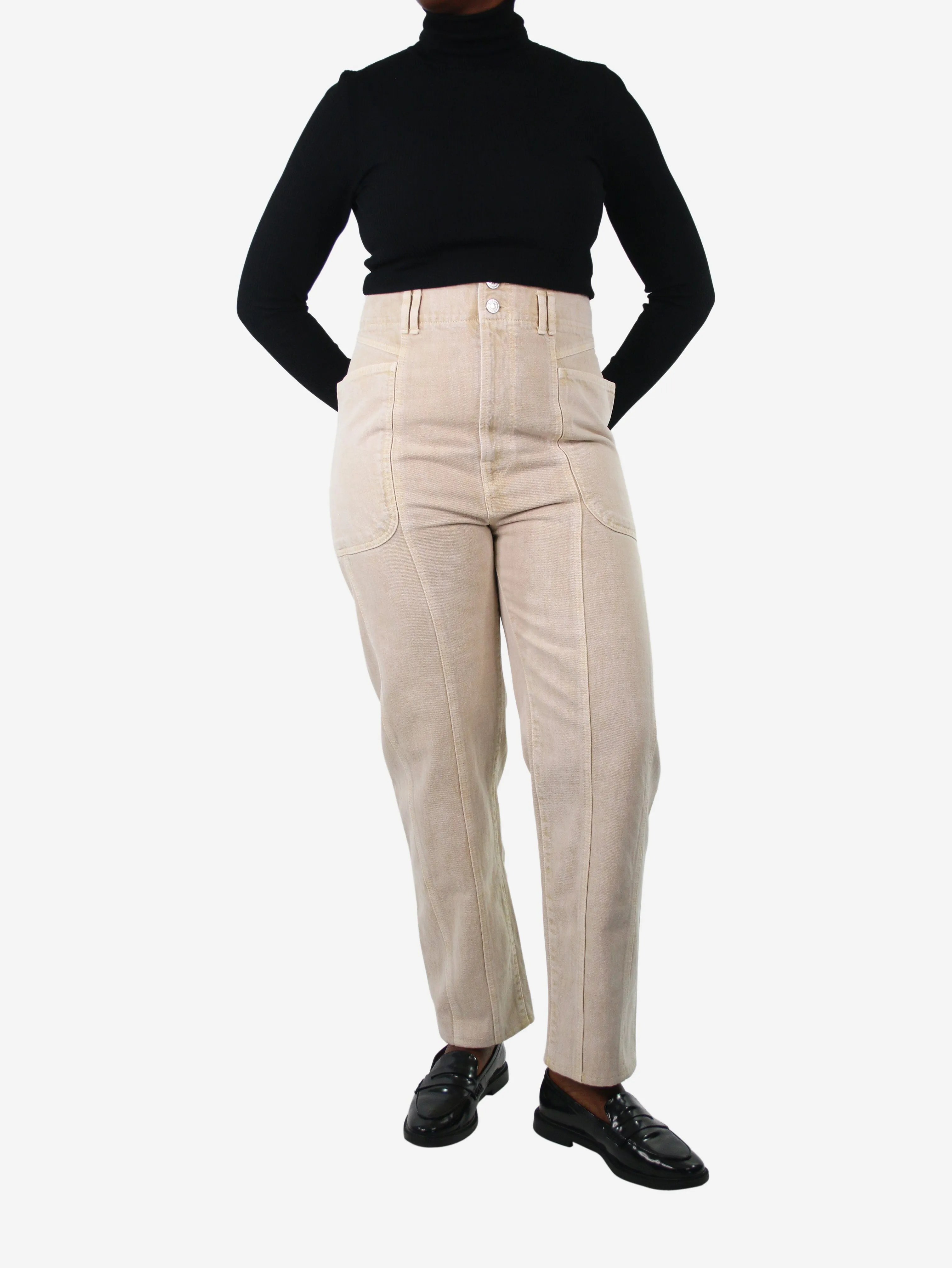 Neutral high-rise cut Tess pants - size UK 12