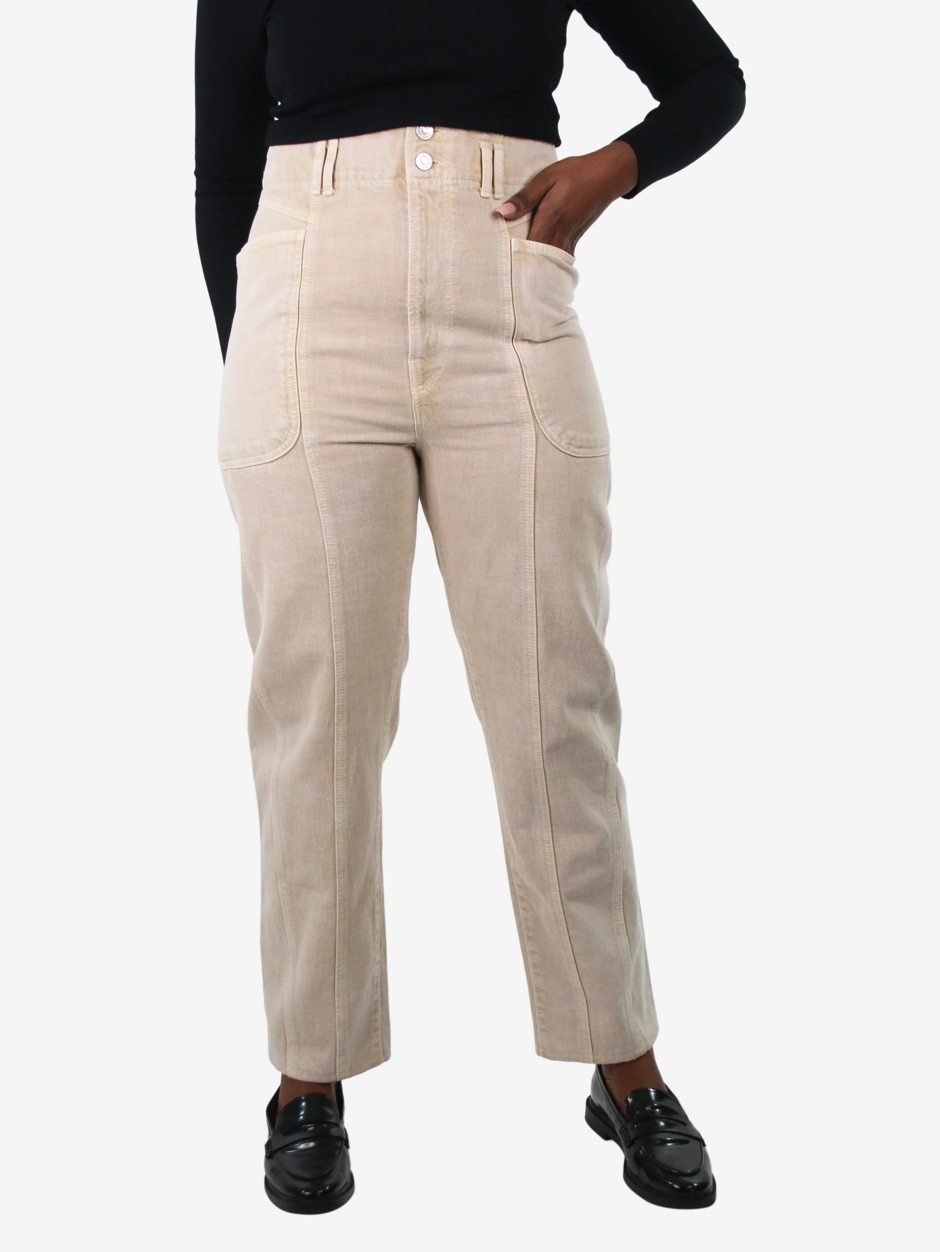 Neutral high-rise cut Tess pants - size UK 12