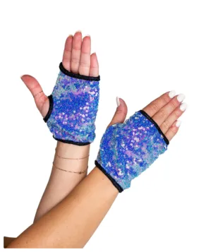 Open Finger Sequin Gloves