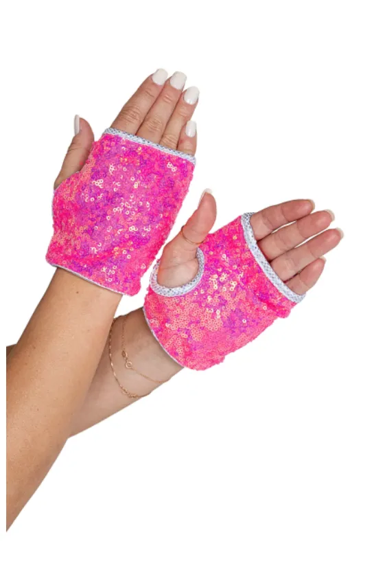 Open Finger Sequin Gloves