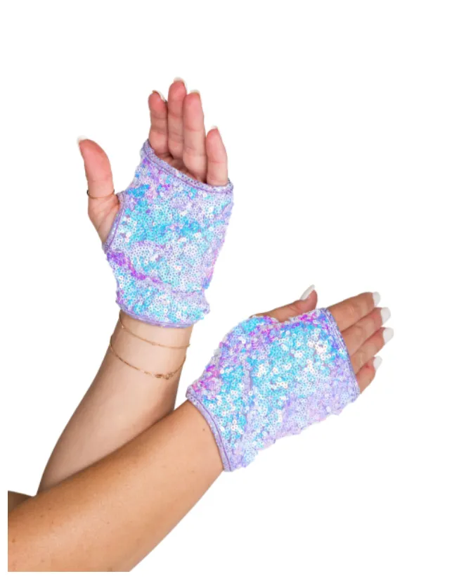 Open Finger Sequin Gloves