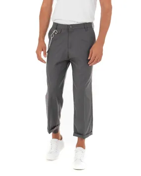 Pantaloni Uomo Tasca America Corto Ampio Boot Cut Taschino Grigio GIOSAL-P5105A