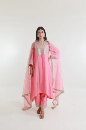 Pink Chanderi Straight Set