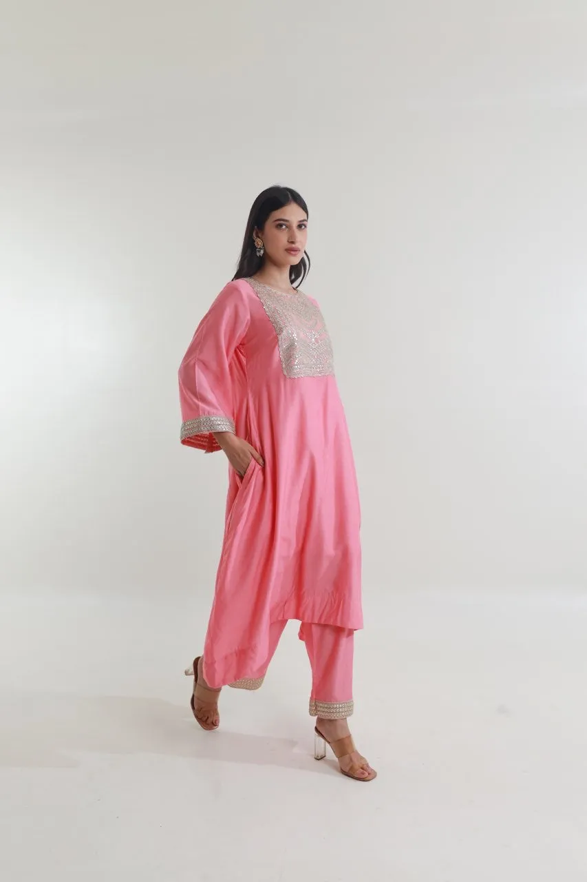 Pink Chanderi Straight Set