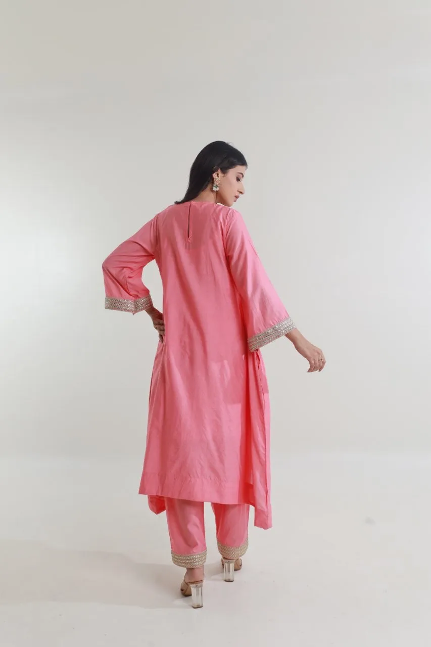 Pink Chanderi Straight Set