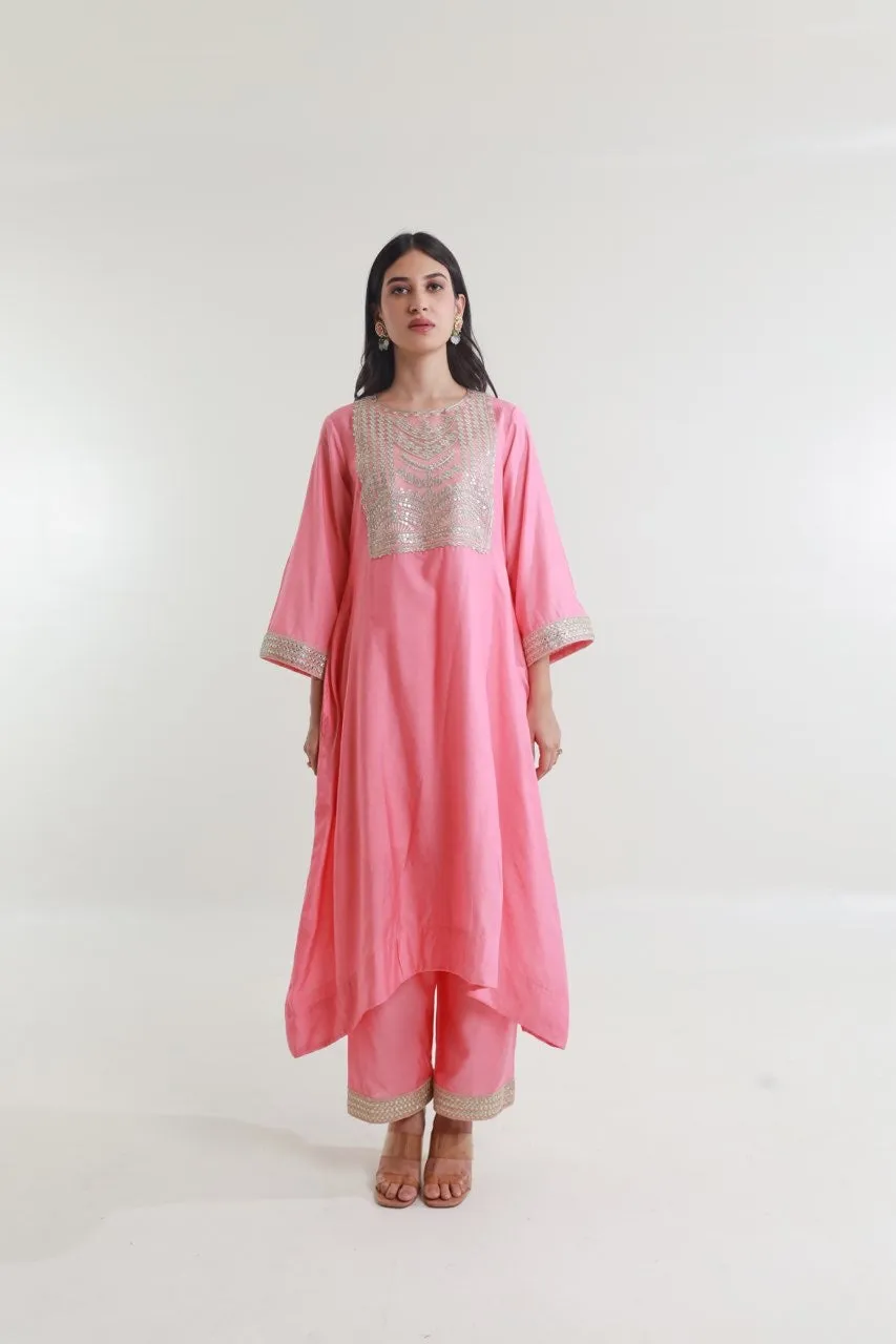 Pink Chanderi Straight Set