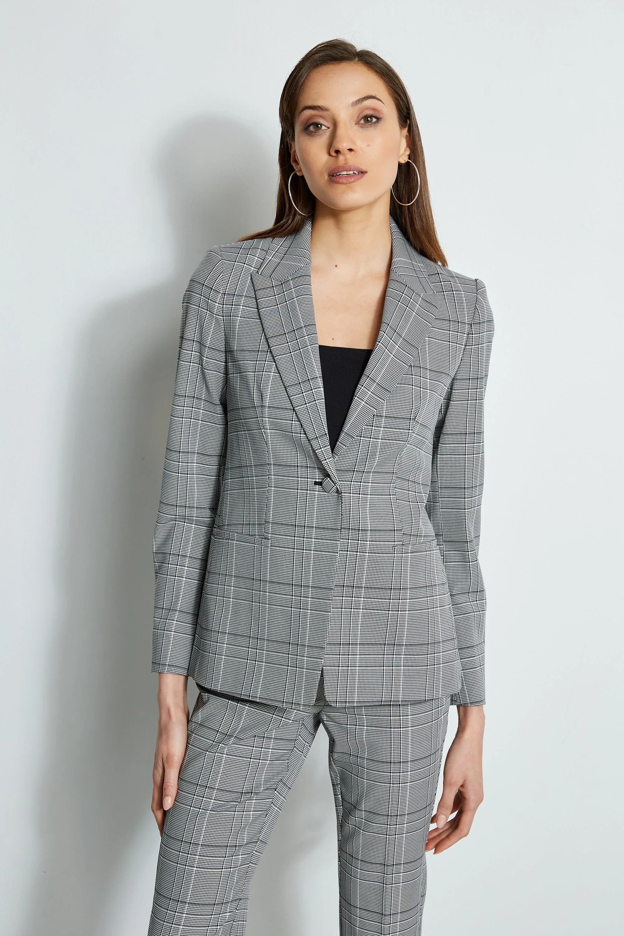 Plaid Single Button Blazer