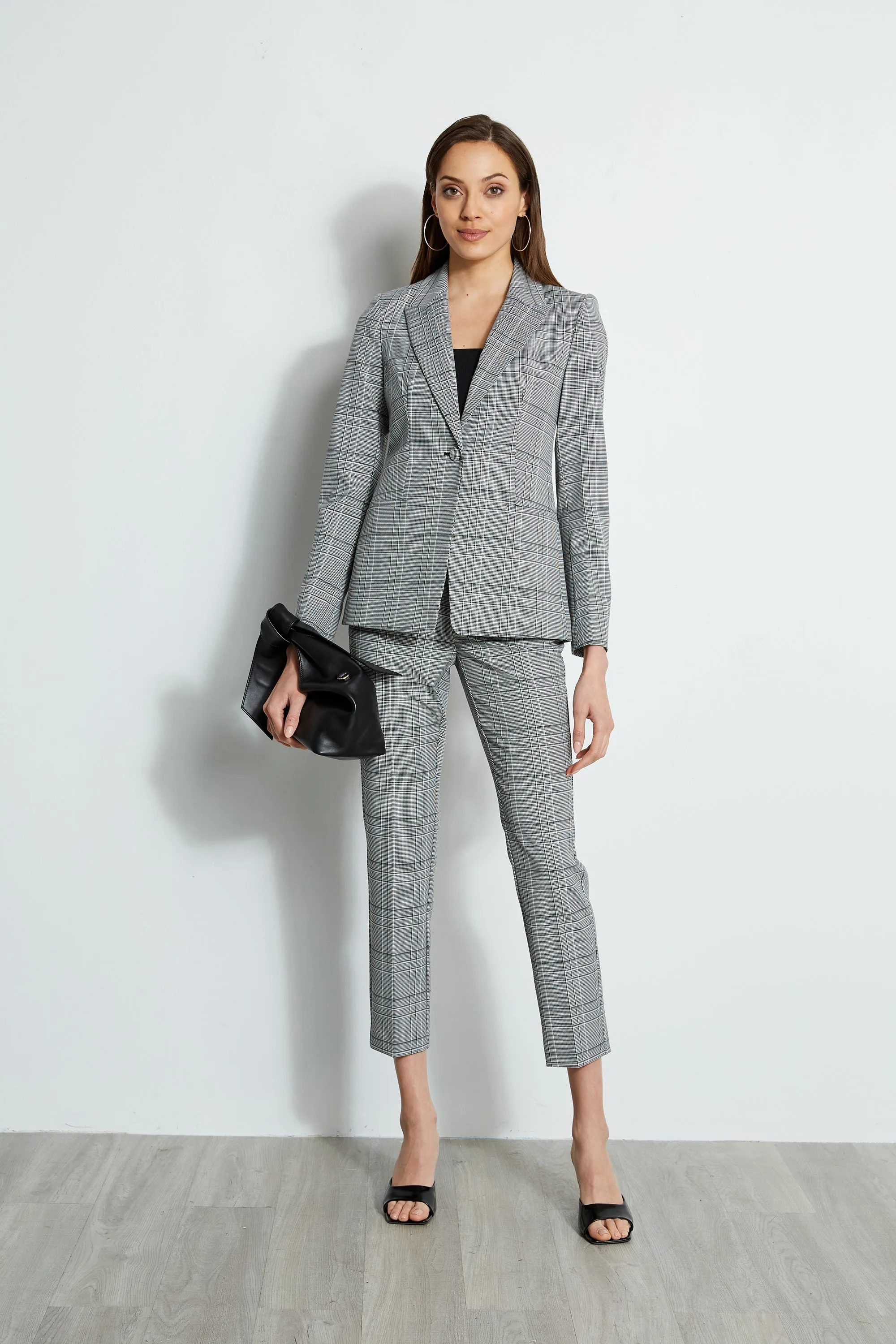 Plaid Single Button Blazer