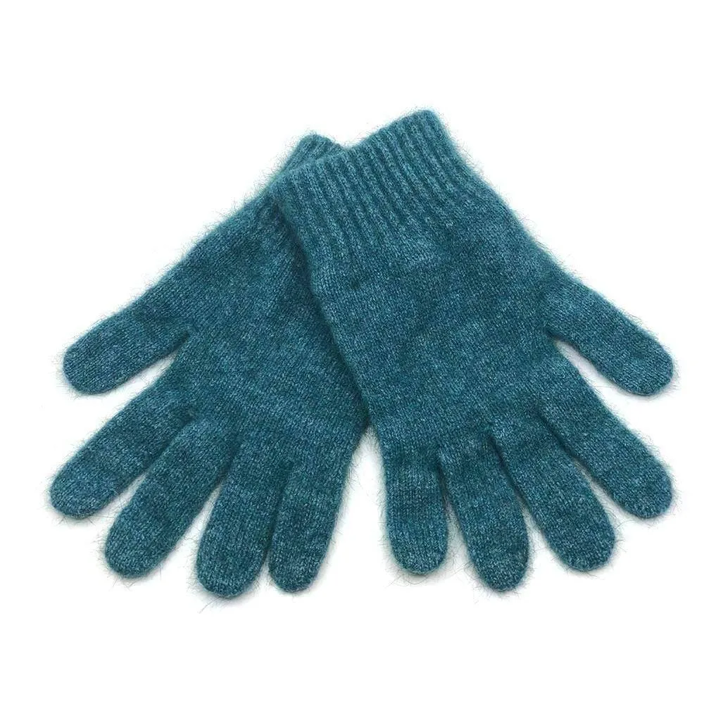 Plain Possum Merino Gloves - Lagoon