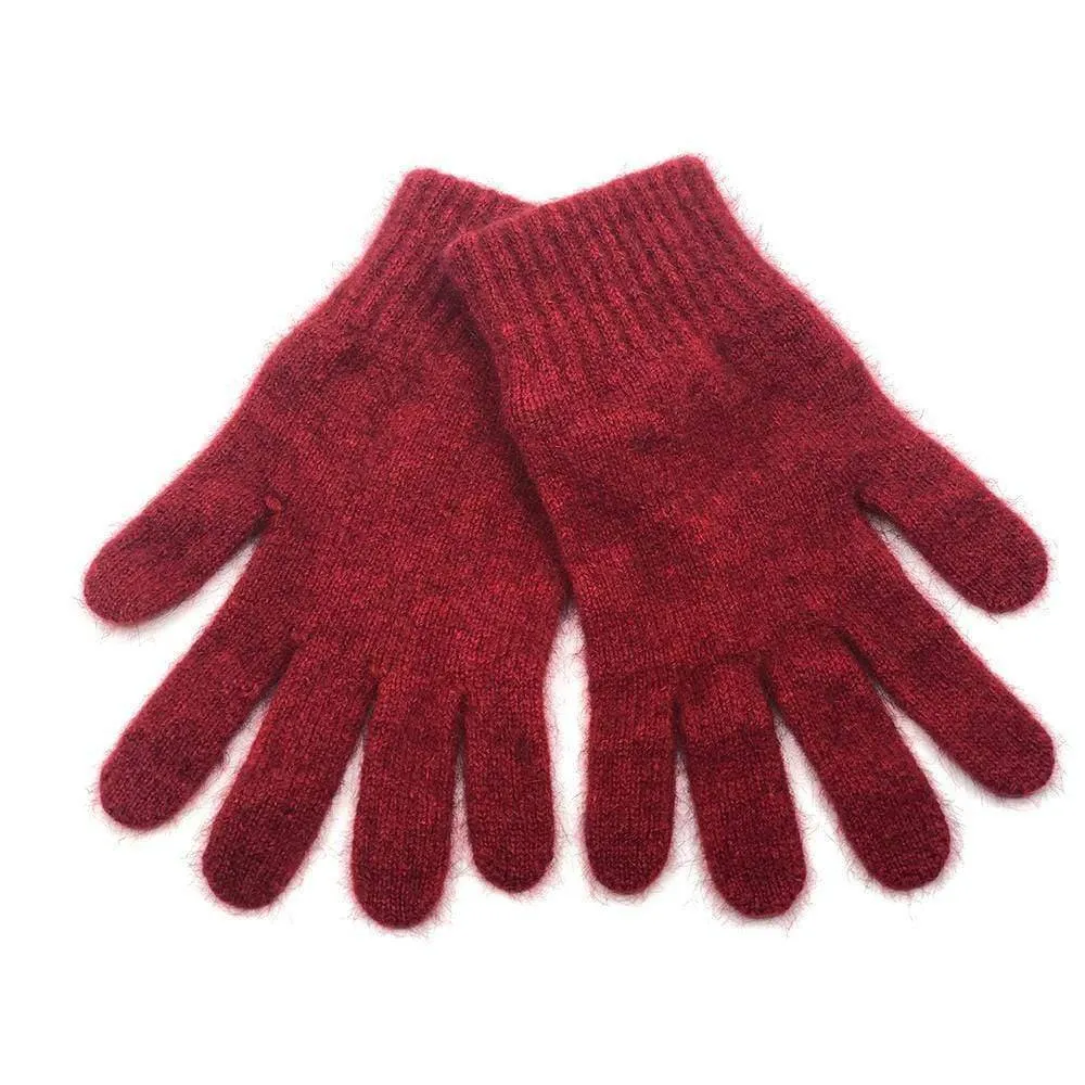 Plain Possum Merino Gloves - Red