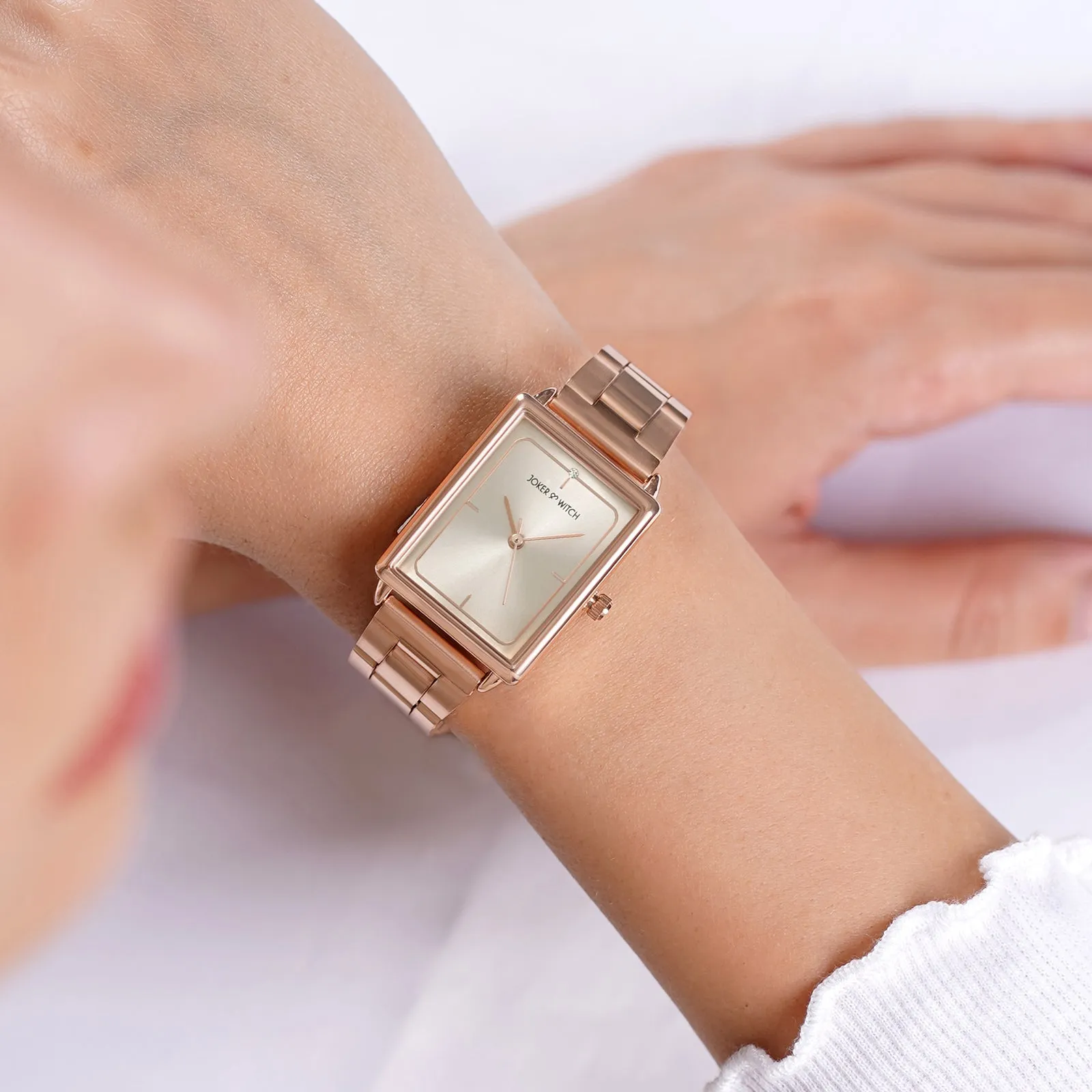 Quad All Rosegold Metallic Strap Watch