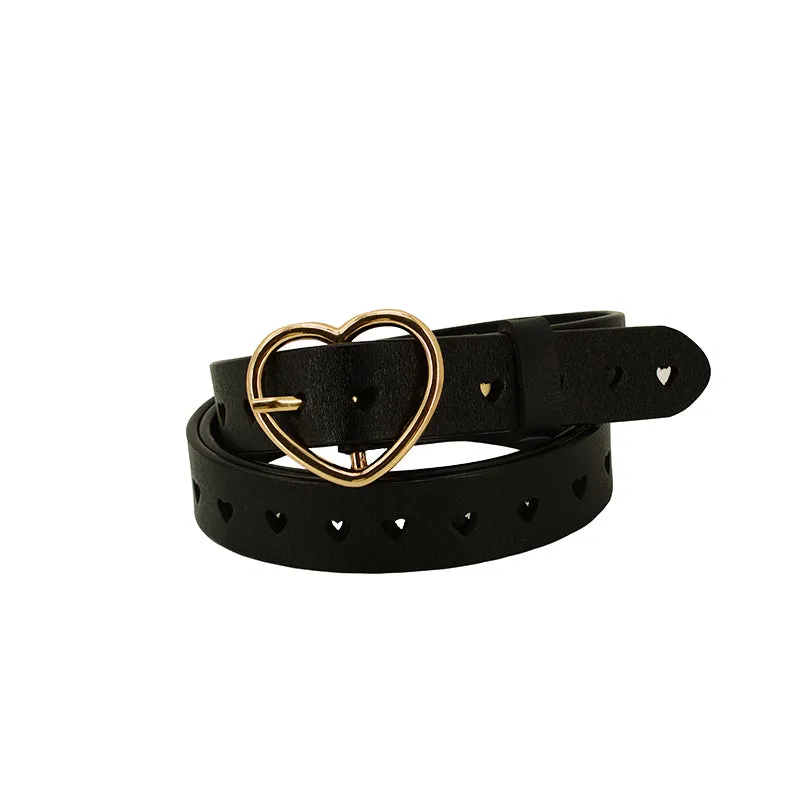 RETRO HOLLOW LOVE LEATHER BELT BY18010