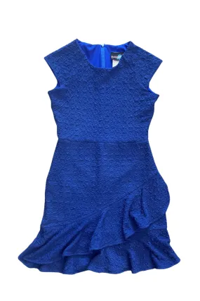 Royal Blue Cap Sleeve Ruffle Dress