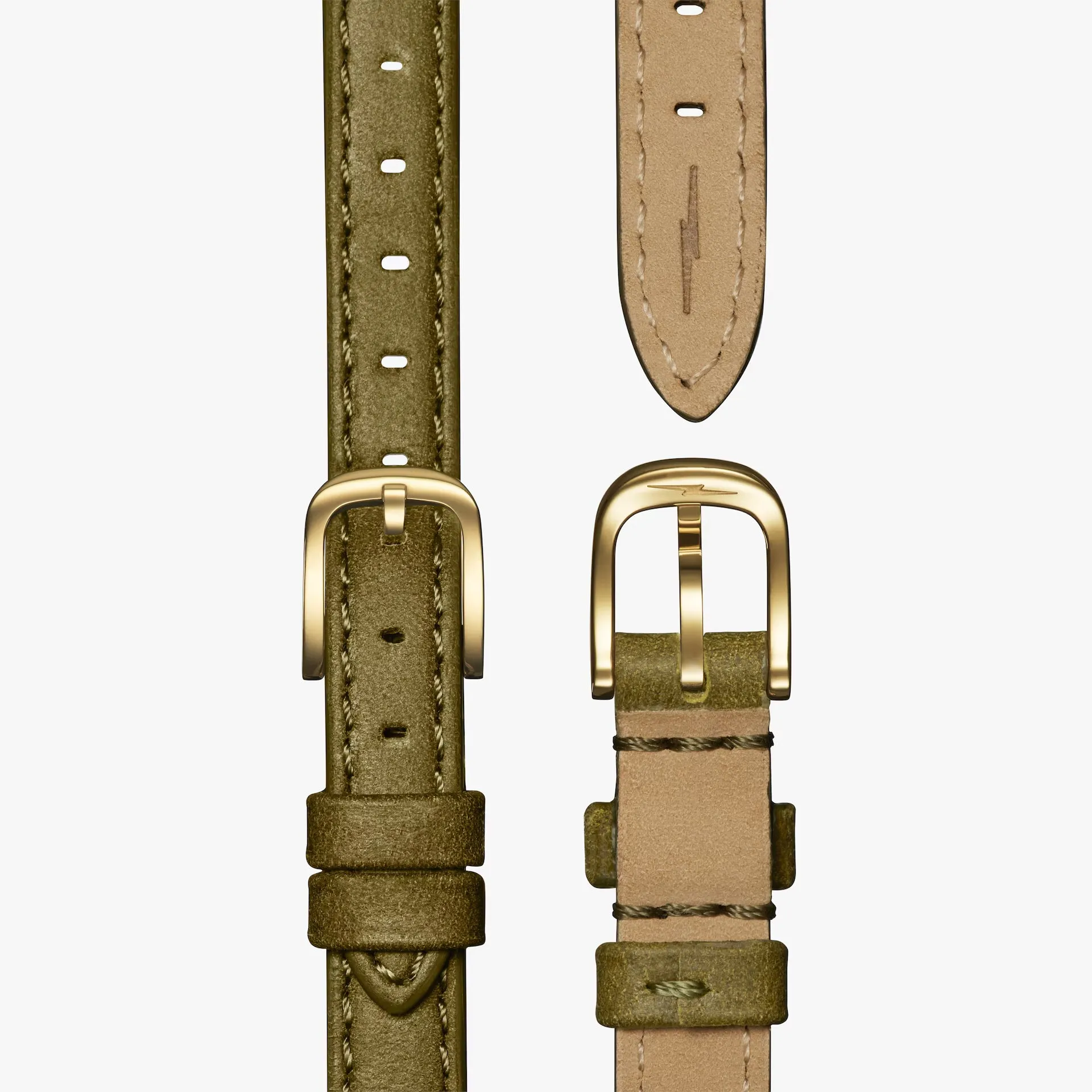 Shinola Runabout Mini 25mm Army Green Gold Watch S0120273247